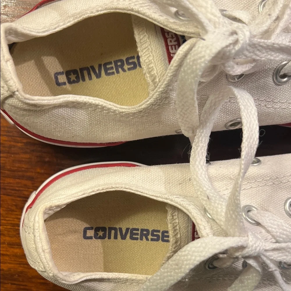 Converse Kids White Canvas Low-Top Sneakers with Red Accent